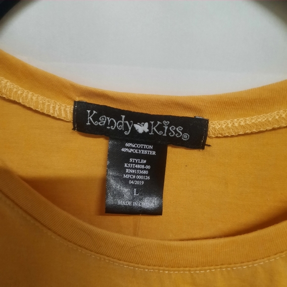 5/$30 NWT Kandy Kiss Mustard Yellow Sarcastic Tank Large - Picture 4 of 6